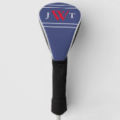 Traditioneel rood wit en blauw monogram golfheadcover (Voorkant)