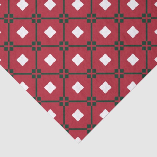 Traditioneel rood wit en groen kerstpatroon tissuepapier (Detail)