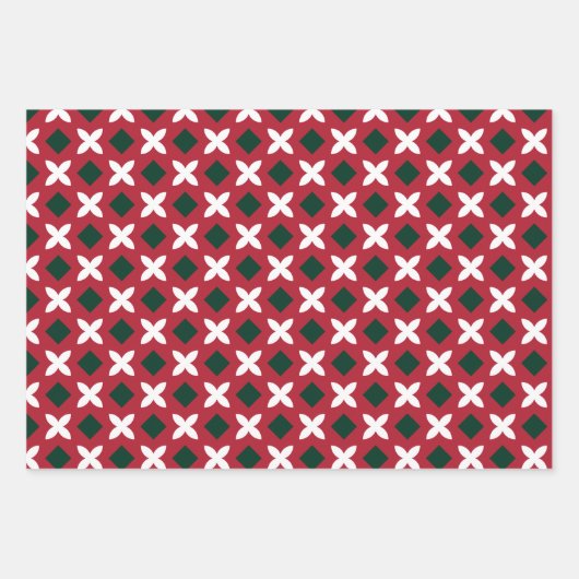 Traditioneel rood wit en groen patroon en massief inpakpapier vel (Voorkant 3)