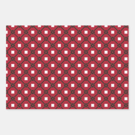 Traditioneel rood wit en groen patroon en massief inpakpapier vel