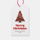Traditioneel rood zwart geruit cadeaukaartje bewer cadeaulabel (Achterkant)