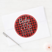 Traditioneel rood zwart land check tartanpatroon ronde sticker (Envelop)