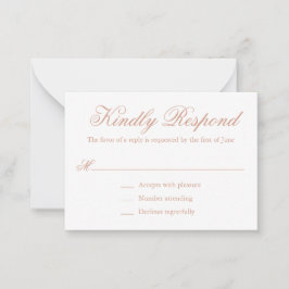 Traditioneel Roos Roze Formele Mini Wedding RSVP Notitiekaartje