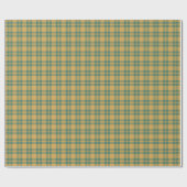 Traditioneel ruitpatroon turquoise en mosterd cadeaupapier (Vlak)