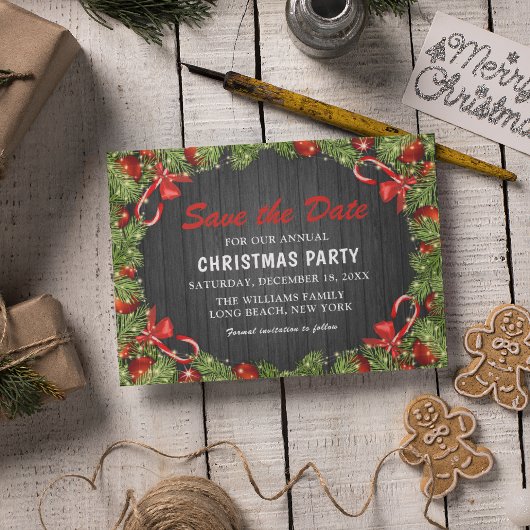 Traditioneel Rustic Kerstfeest | Save the Date Uitnodiging Briefkaart