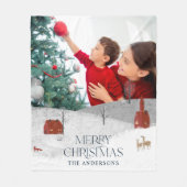 Traditioneel rustiek 1 foto Winter Prettig kerstfe Fleece Deken (Voorkant)