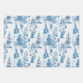 Traditioneel Rustiek Blauw Nordic Pine Tree Forest Inpakpapier Vel (Voorkant 3)