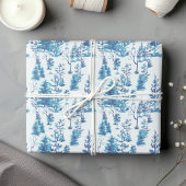 Traditioneel Rustiek Blauw Nordic Pine Tree Forest Inpakpapier Vel