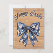 Traditioneel rustiek houten lint Happy Easter Feestdagenkaart (Voorkant)