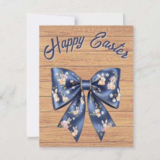 Traditioneel rustiek houten lint Happy Easter Feestdagenkaart (Voorkant)