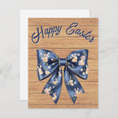 Traditioneel rustiek houten lint Happy Easter Feestdagenkaart (Voorkant / Achterkant)