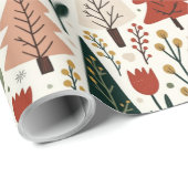 Traditioneel rustiek kerstboompatroon cadeaupapier (Rol Hoek)