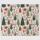 Traditioneel rustiek kerstboompatroon cadeaupapier (Vlak)