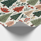 Traditioneel rustiek kerstboompatroon cadeaupapier (Hoek)