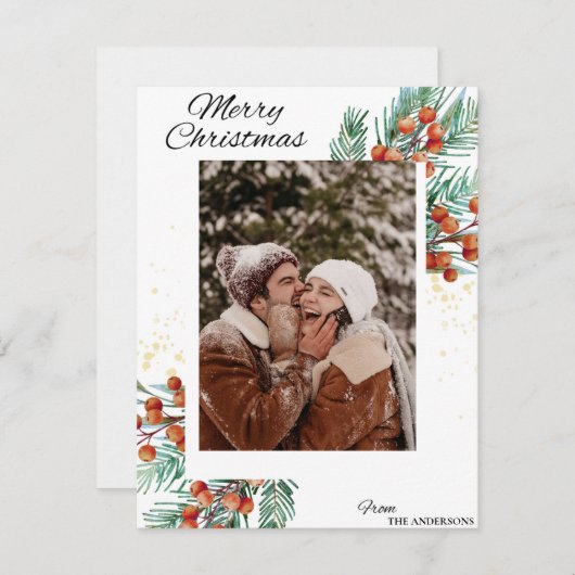 Traditioneel, rustiek, marine, rood, Kerstmis, win Feestdagenkaart (Voorkant / Achterkant)