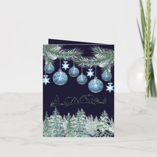 Traditioneel rustiek marineblauw Vrolijk Kerstfees Feestdagen Kaart (Achterkant)