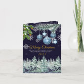 Traditioneel rustiek marineblauw Vrolijk Kerstfees Feestdagen Kaart (Voorkant)