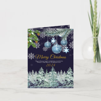 Traditioneel rustiek marineblauw Vrolijk Kerstfees Feestdagen Kaart