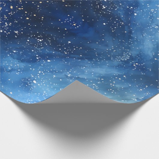 Traditioneel Rustiek Winterbos Blauw Kerstmis Cadeaupapier (Hoek)