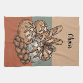 Traditioneel rustiek zuurdesembrood en Baguette Theedoek (Horizontaal)