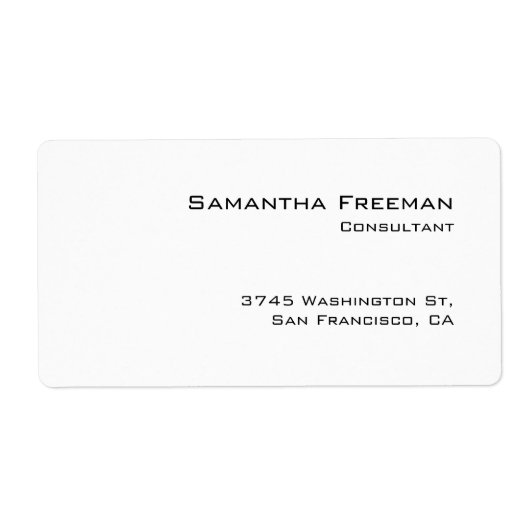 Traditioneel Schoon Eenvoudig Wit Minimalistisch Etiket (Voorkant)