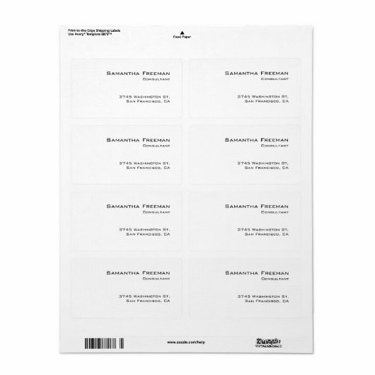 Traditioneel Schoon Eenvoudig Wit Minimalistisch Etiket (Full Sheet)