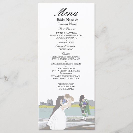 Traditioneel Schots en Keltisch Weddenschap Menu (Voorkant)