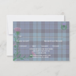 Traditioneel Schots Tartan en Schotse Distel RSVP Kaartje