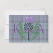 Traditioneel Schots Tartan en Schotse Distel RSVP Kaartje (Achterkant)