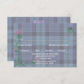 Traditioneel Schots Tartan en Schotse Distel RSVP Kaartje (Voorkant / Achterkant)