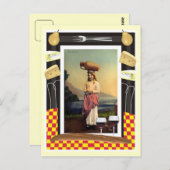  traditioneel Siciliaans meisje, wijn en kaas Briefkaart (Voorkant / Achterkant)