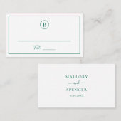 Traditioneel smaragdgroen elegante trouw plaatskaartje (Voorkant / Achterkant)