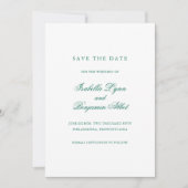 Traditioneel smaragdgroen formeel elegant trouwfee save the date (Voorkant)
