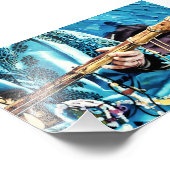 Traditioneel snaarinstrument met kleurrijke kralen foto afdruk (Hoek)