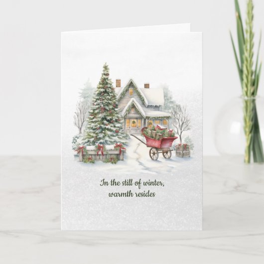 Traditioneel Sneeuw Gedicht Kerstmis Feestdagen Kaart (Voorkant)