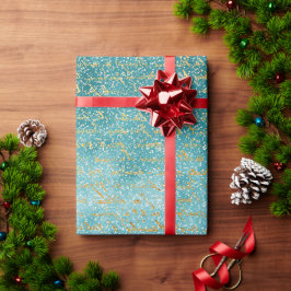 Traditioneel Sneeuwachtig Winterbos Blauw Kerstmis Cadeaupapier