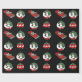 Traditioneel - Snowman - Zwart Cadeaupapier (Vlak)