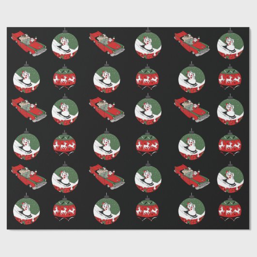 Traditioneel - Snowman - Zwart Cadeaupapier (Vlak)