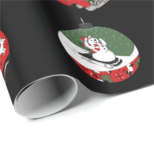 Traditioneel - Snowman - Zwart Cadeaupapier (Rol Hoek)