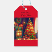 Traditioneel stijl kerstboom cadeaulabel (Achterkant)