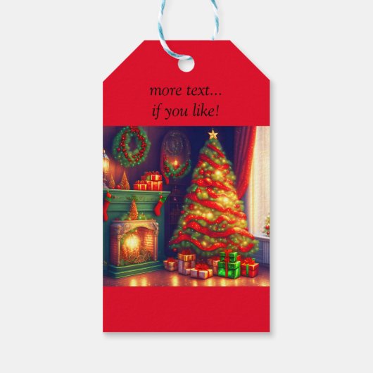 Traditioneel  stijl kerstboom cadeaulabel (Achterkant)