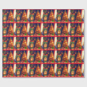 Traditioneel stijl kerstboom cadeaupapier (Vlak)