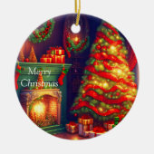 Traditioneel  stijl kerstboom keramisch ornament (Voorkant)