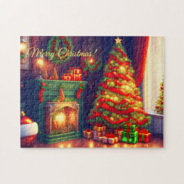 Traditioneel stijl kerstboom legpuzzel