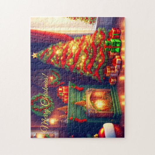 Traditioneel  stijl kerstboom legpuzzel (Verticaal)