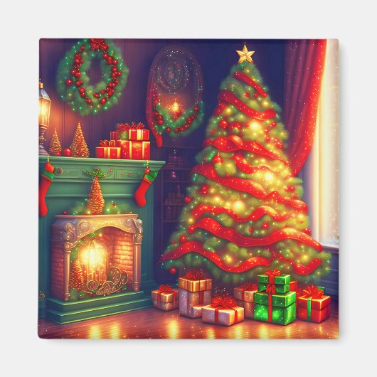 Traditioneel  stijl kerstboom magneet (Voorkant)