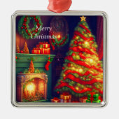 Traditioneel  stijl kerstboom metalen ornament (Voorkant)