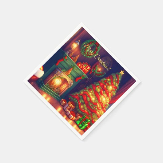 Traditioneel  stijl kerstboom servet (Hoek)