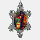 Traditioneel  stijl kerstboom tin sneeuwvlok ornament (Links)