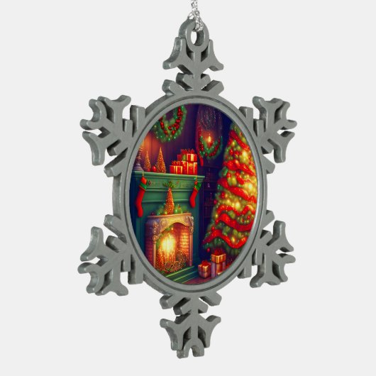 Traditioneel stijl kerstboom tin sneeuwvlok ornament (Links)